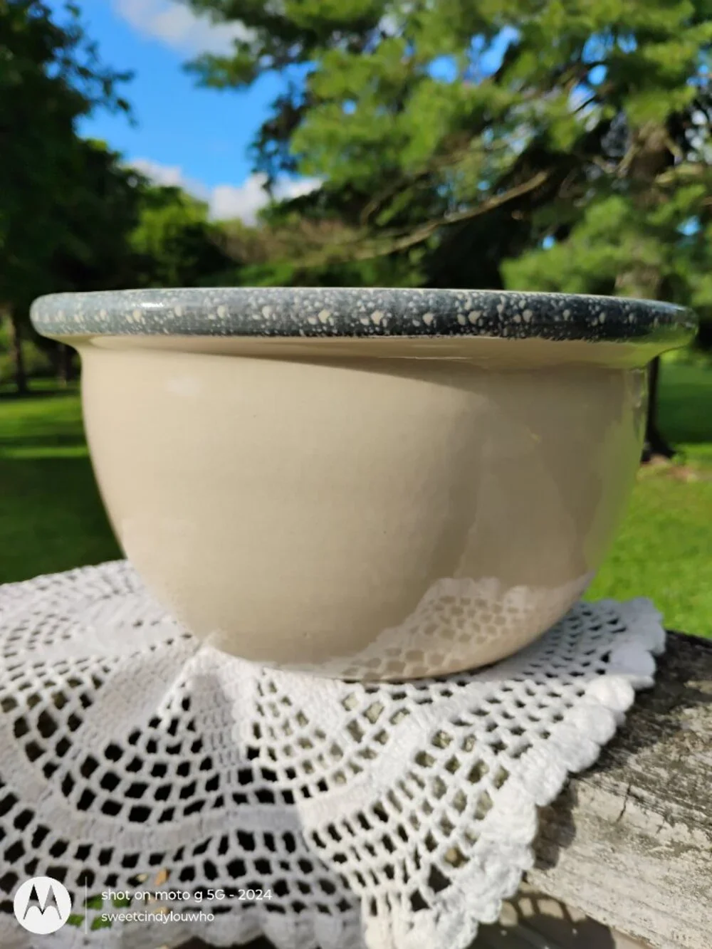 Home and Garden Party large stoneware mixing bowl rustic apple pattern July 2000
